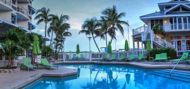 Key West, Florida, ABD - 1 Eylül 2018: Havuzu Hyatt merkezli Key West Resort ve Spa Key West, Florida okyanus manzaralı. Editoryal kullanım için.