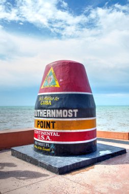 Key West, Florida, ABD - 1 Eylül 2018: En güney anıt Key West, Florida. Editoryal kullanım için.