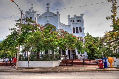 Key West, Florida, ABD - 1 Eylül 2018: St. Paul Episcopal Kilisesi Key West, Florida Whitehead sokakta. Editoryal kullanım için.