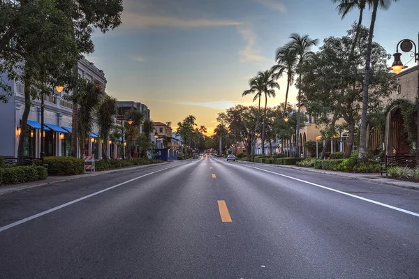 Nápoles Florida Septiembre 2018 Amanecer Sobre Las Tiendas Largo Calle — Foto de Stock