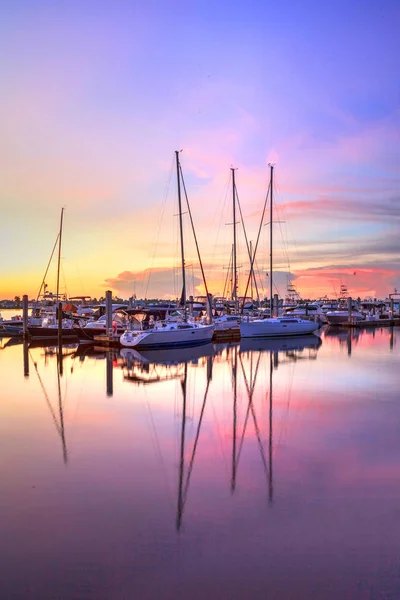 Salida Del Sol Sobre Puerto Tranquilo Vieja Nápoles Florida Durante — Foto de Stock