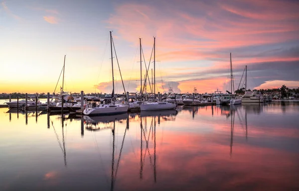 Sunrise Quiet Harbor Old Naples Florida Summer — Stock Photo, Image