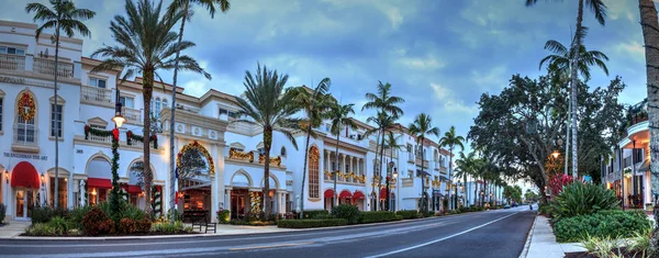 Nápoles Florida Diciembre 2018 Luces Navideñas Amanecer Sobre Restaurante Francés — Foto de Stock