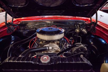 Kırmızı 1964 Chevrolet Chevelle S, Muscle Car City 'de sergileniyor. 