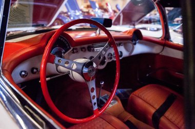 White 1956 Chevrolet Corvette displayed at the Muscle Car City m