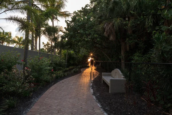 Hombre Solitario Paseo Marítimo Que Conduce Hacia Parque Estatal Delnor —  Fotos de Stock