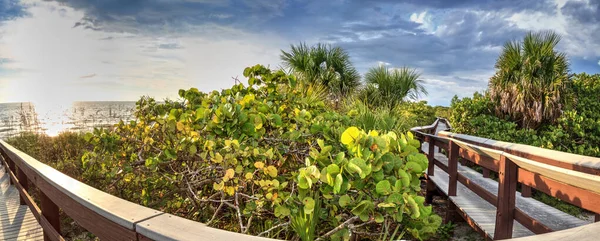 Boardwalk Leva Até Areia Branca Barefoot Beach Bonita Springs Flórida — Fotografia de Stock