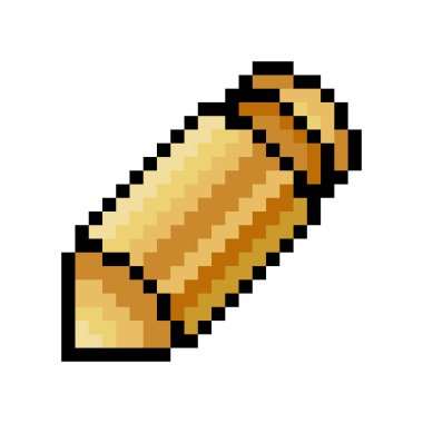 Piksel sanatındaki mermiler beyaz arkaplanda izole edildi