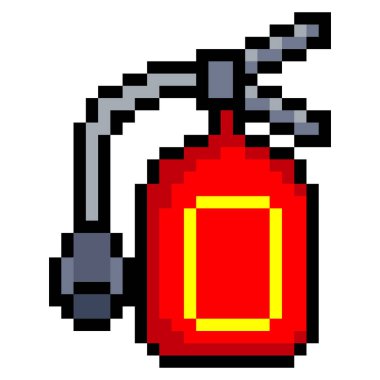 Beyaz arka planda izole edilmiş pikselli yangın söndürücü