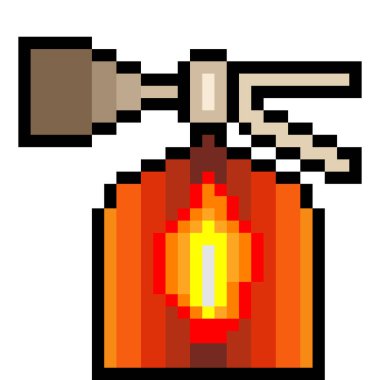 Beyaz arkaplanda pikselli yangın söndürücü