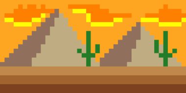 Çöl piramit pikseli sanat manzarası arka planı