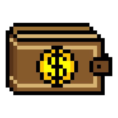 Piksel sanat tarzında dolar işareti olan cüzdan