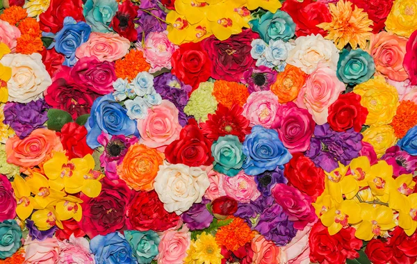 Beautiful Multicolored Artificial Flowers Background Flowers Decor — Stock Photo, Image