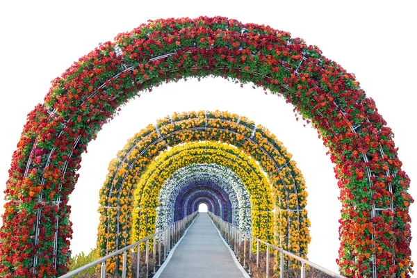 Floral Arch Walkway Isolated White Background Object Clipping Path — Stock Photo, Image