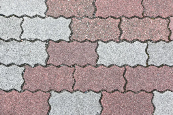 Betonnen Vloer Geserrated Bakstenen Patroon Textuur Voor Achtergrond Rood Grijs — Stockfoto