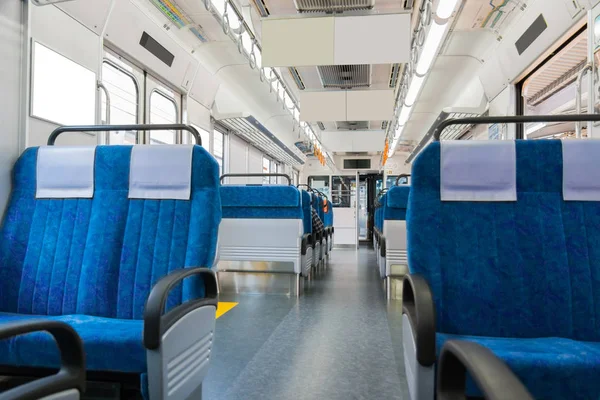 Interior Del Tren Con Asientos Vacíos Transporte Negocios Fondo Viaje — Foto de Stock