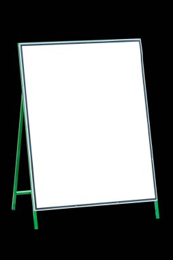 Siyah arka planda yalıtılmış boş beyaz tabela.