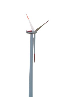 Rüzgar türbini enerji ortamı beyaz arkaplanda izole.