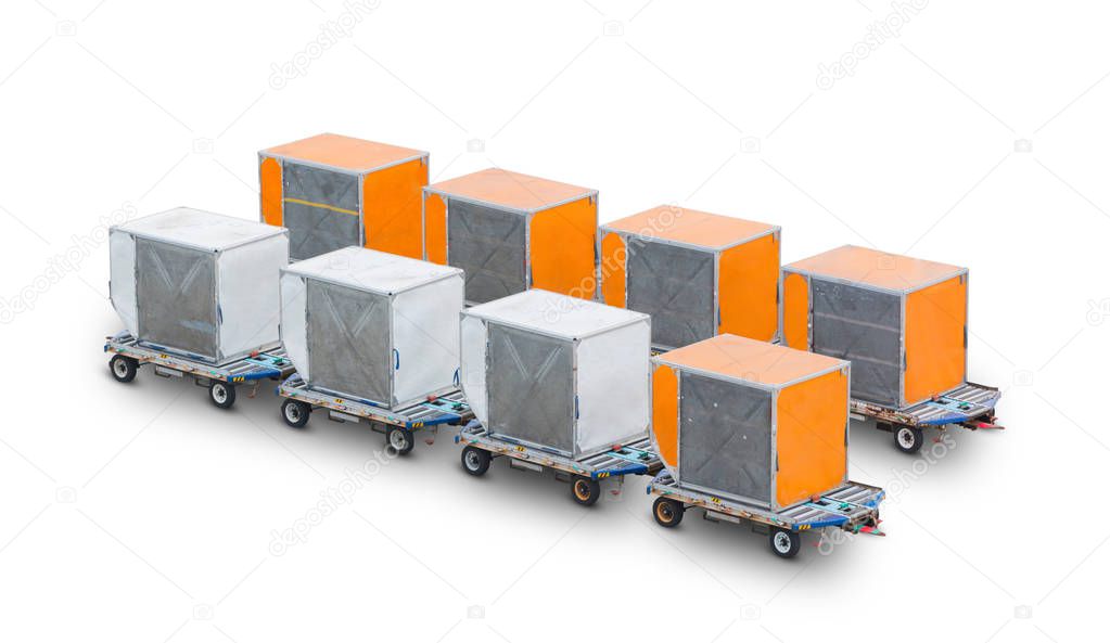 Airfreight box cargo packed isolated on white background.