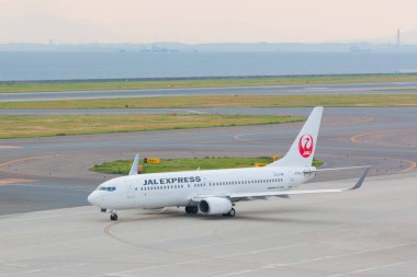 Aichi, Japonya-26 Haziran 2016: Japonya havayolları Chubu Centrair Uluslararası Havaalanı Japonya, Japonya havayolları Japonya bayrak taşıyıcı havayolu ve tüm Nippon Airways arkasındaki ülkedeki ikinci büyük.