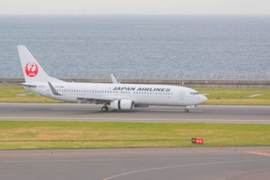Aichi, Japonya-26 Haziran 2016: Japonya havayolları Chubu Centrair Uluslararası Havaalanı Japonya, Japonya havayolları Japonya bayrak taşıyıcı havayolu ve tüm Nippon Airways arkasındaki ülkedeki ikinci büyük.