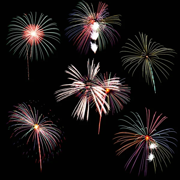 Raccolta Fuochi Artificio Bellissimi Molti Fuochi Artificio Fuochi Artificio Illuminano — Foto Stock