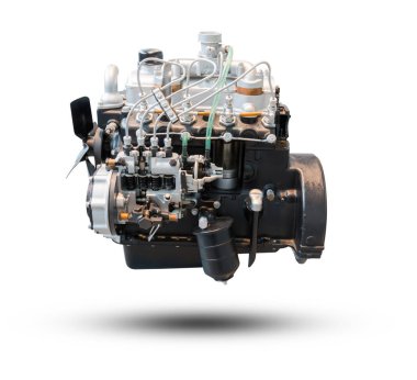 Araba motor bölümü beyaz arka plan üzerinde izole. Kırpma yolu ile itiraz.