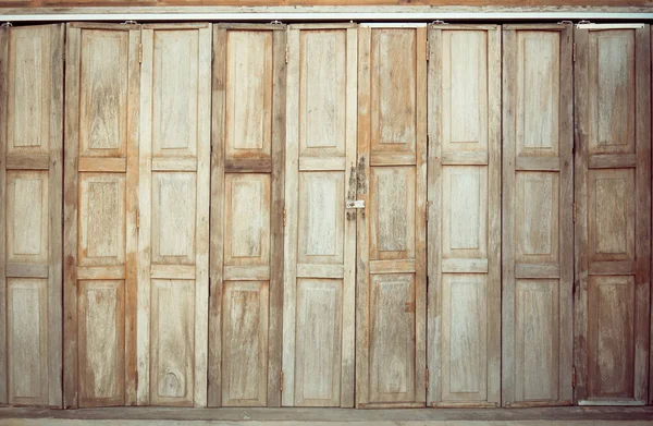 Традиционный Классический Тайский Стиль Раздвижные Деревянные Двери Close — стоковое фото