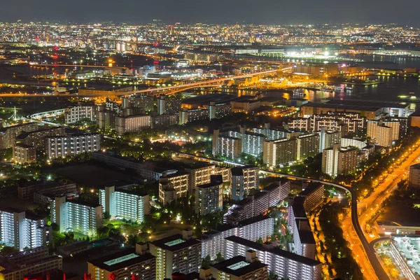 Osaka Stadsgezicht Prachtige Nachtzicht Van Osaka Osaka Japan Uitzicht Vanaf — Stockfoto