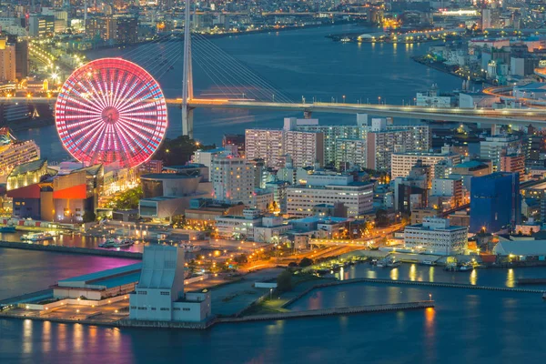 Osaka Stadtbild Schöne Nachtsicht Auf Die Osaka Bucht Osaka Japan — Stockfoto