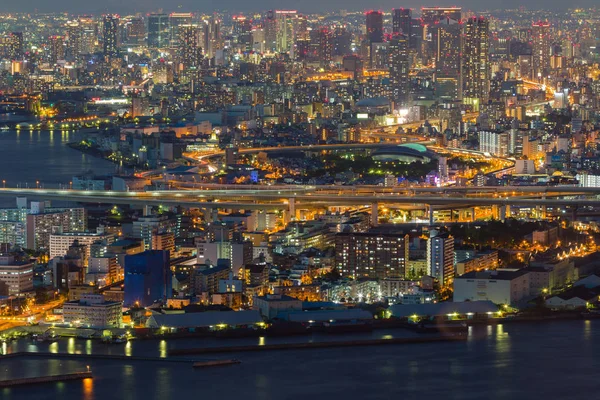 Osaka Stadsgezicht Prachtige Nachtzicht Van Osaka Osaka Japan Uitzicht Vanaf — Stockfoto