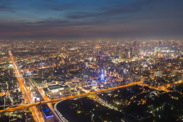 Paysage Urbain Osaka Belle Vue Nocturne Des Quartiers Shinsekai Tennoji — Photo