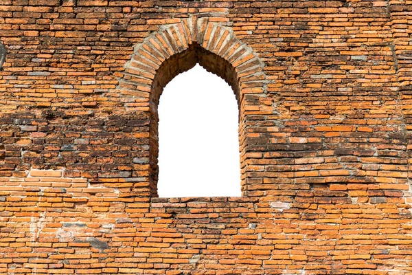 Antique arched window with white space.