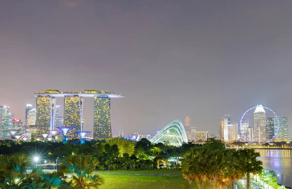 Singapore Skyline Stadtansicht Singapore Geschäftsviertel Dämmerungshimmel Und Schöne Nachtsicht Für — Stockfoto
