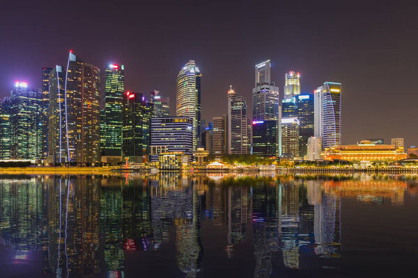 Singapore Skyline cityscape view. singapore business district, twilight sky and beautiful night view for marina bay.