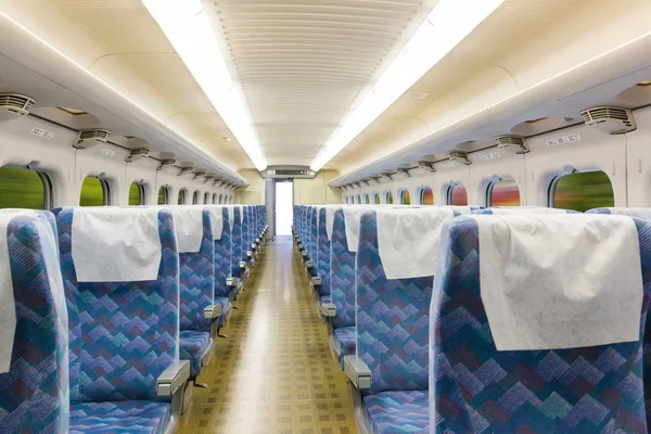 Interior Del Tren Eléctrico Con Asientos Vacíos Transporte Negocios Fondo — Foto de Stock
