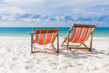 Sakin plaj yaz sahnesi. Egzotik tropikal plaj manzara.