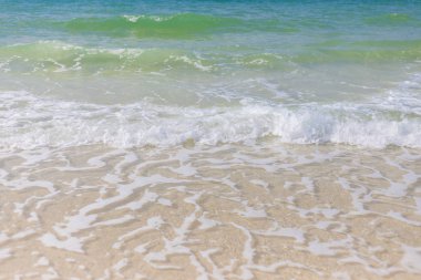 Boş alanı olan bir plaj. yaz konsepti.