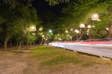 Ayutthaya gece güzel Aydınlatma ile festival ışık,