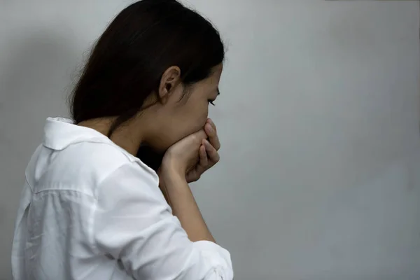 Asian Girl Using Drug Addict Hopeless Concept Feeling Absent Minded — Stock Photo, Image
