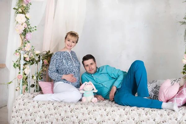 Pregnant Woman Her Husband Expecting Child Family Expecting Child Stock Picture