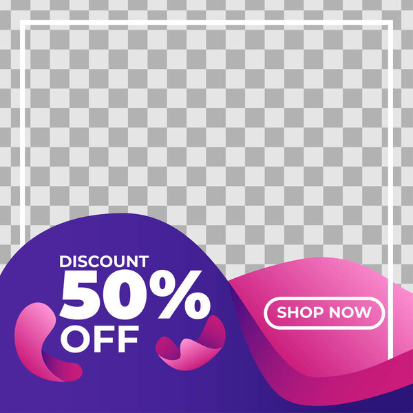 Trendy editable template for social networks stories and posts, vector illustration. Design backgrounds for social media. Pink Purple, gradient instagram post, banner sale or facebook, promote product