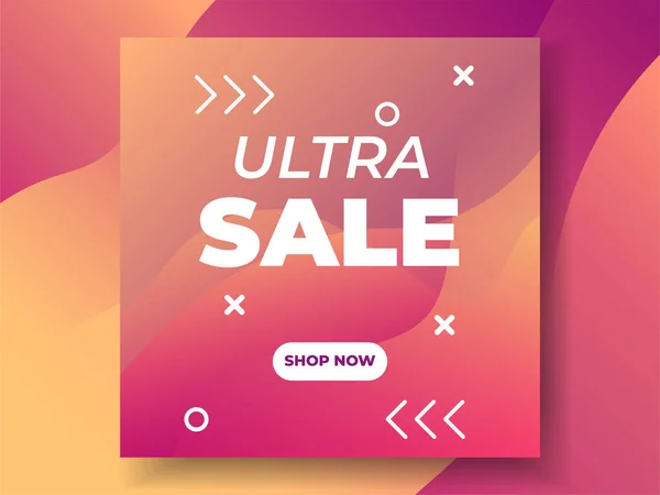 Sosyal medya hikayeleri ve gönderileri için modaya uygun bir şablon, vektör illüstrasyonu. Sosyal medya için tasarım geçmişi. Gradyan renkli sosyal medya paylaşımı, pankart satışı. Arkaplan soyut geometrik.