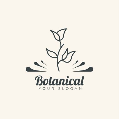 Tasarım logosu simgesi işareti. Organik bir yaprağın çizim vektörü. Grafik bitkisi logosu. Botanik doğası çiçek logosu. Minimalist organik konsept Güzel logo minimalist Serbest Vektör.