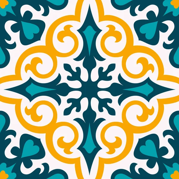 Ornamento Tradicional Oriental Patrón Inconsútil Mediterráneo Diseño Azulejos Ilustración Vectorial — Vector de stock