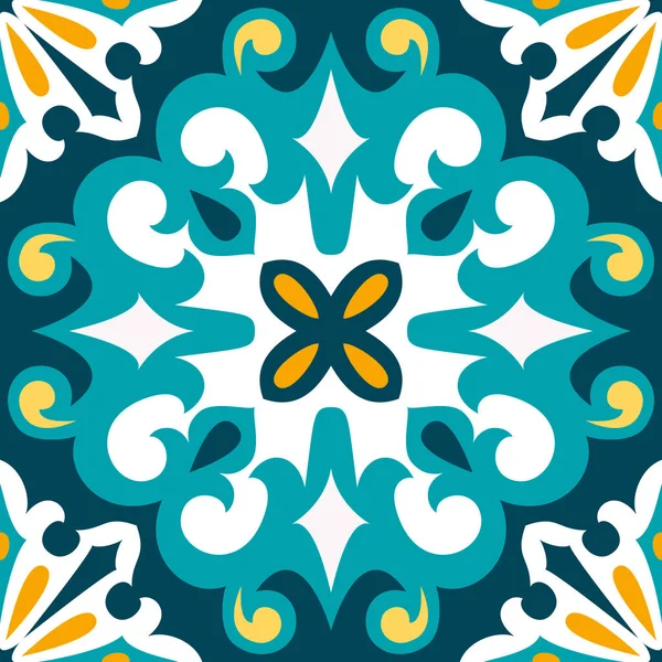 Ornamento Tradicional Oriental Patrón Inconsútil Mediterráneo Diseño Azulejos Ilustración Vectorial — Archivo Imágenes Vectoriales