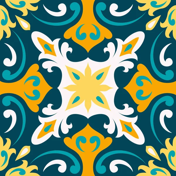 Ornamento Tradicional Oriental Patrón Inconsútil Mediterráneo Diseño Azulejos Ilustración Vectorial — Vector de stock