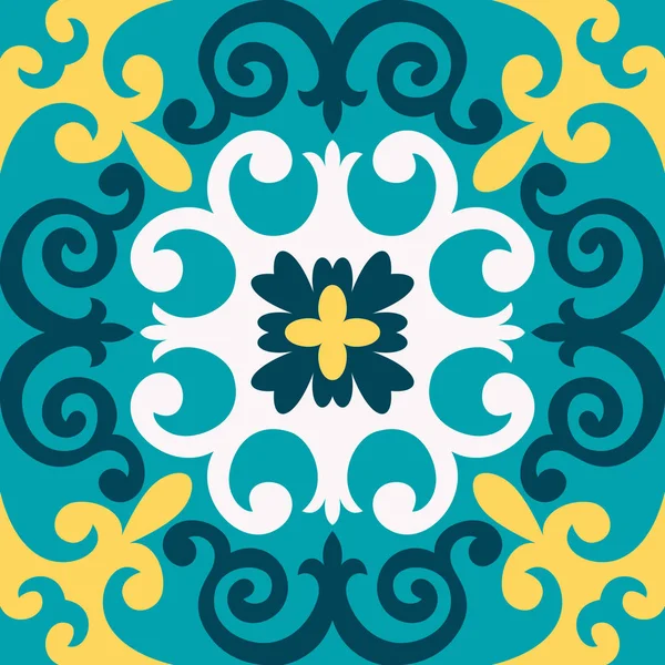 Ornamen tradisional Oriental, pola mulus Mediterania, desain ubin, ilustrasi vektor . - Stok Vektor