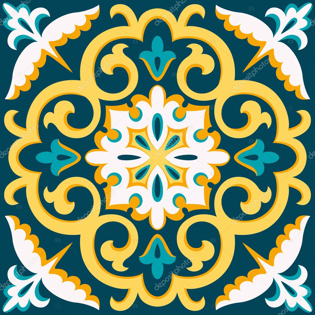 Oriental traditional ornament,Mediterranean seamless pattern, tile design, vector illustration.