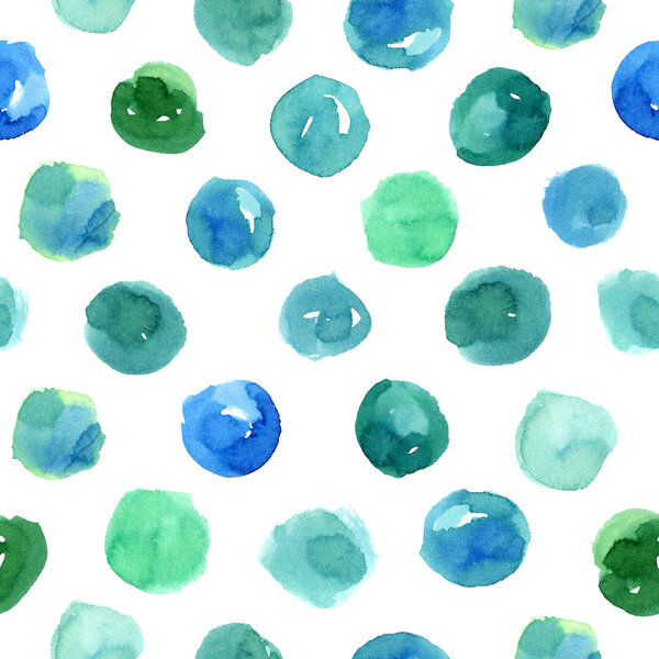 Polka dot seamless pattern. Hand drawn watercolor texture.